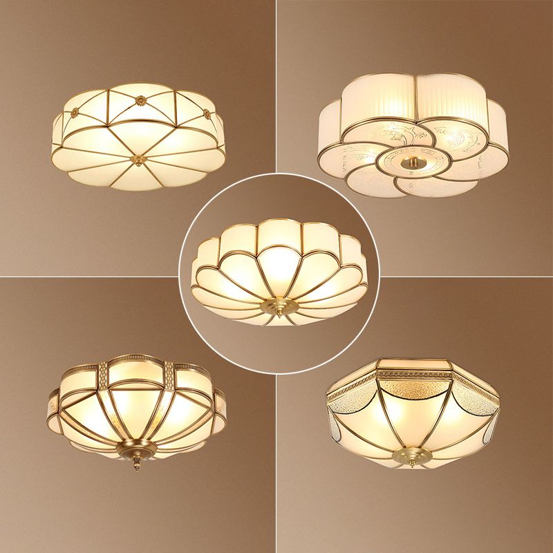 Bronze Ceiling Mount Light Fixtures Colonial Ceiling Flush Mount Lights with Glass Shade