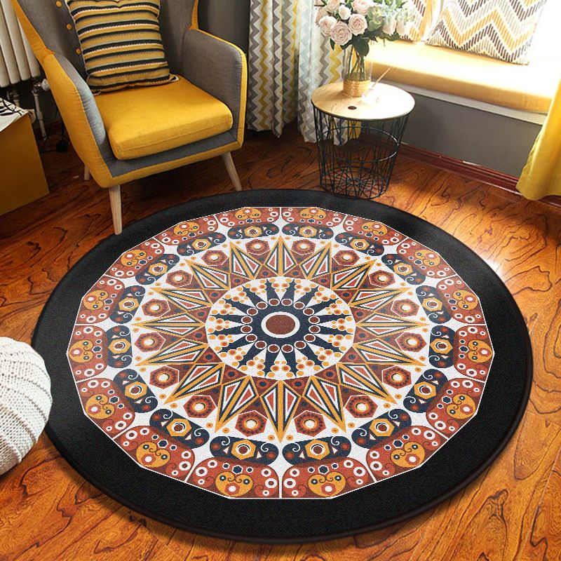 Dekorativer Kaleidoskop-Teppich, mehrfarbig, türkischer Teppich, Polyester, waschbar, schmutzabweisend, rutschfeste Rückseite, Teppich für Wohnzimmer