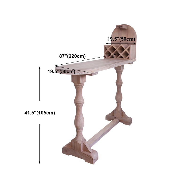 Modern Trestle Wood Bar Wine Table Wine Rack Bar Height Cocktail Table in Natural