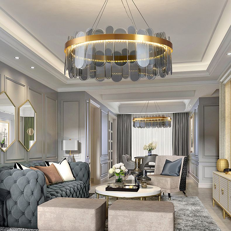 Modern Nordic LED Hanging Light Glass Geometric Chandelier for Living Room