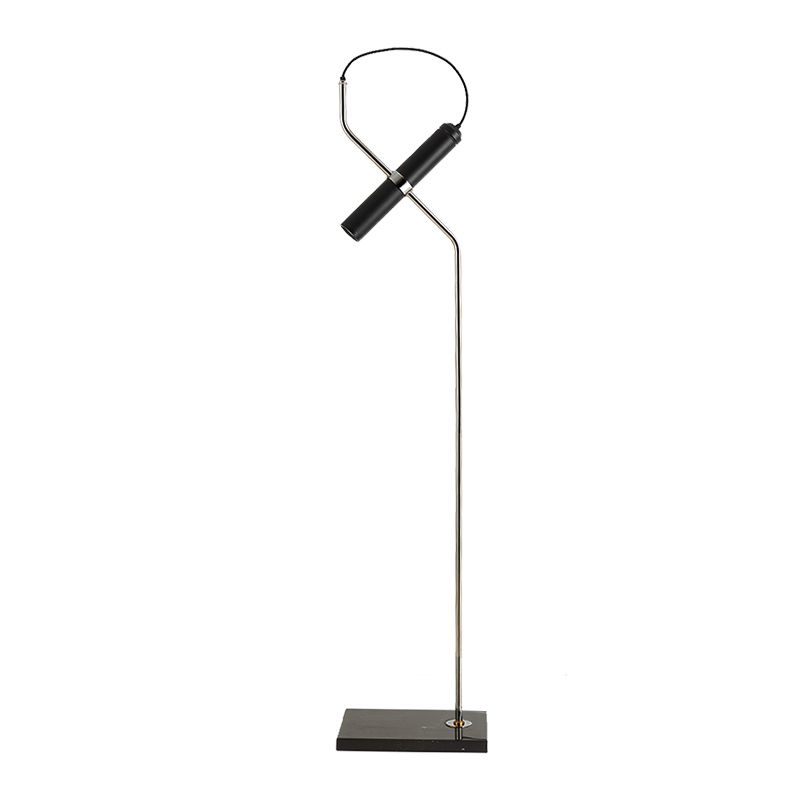 Post Modern Tube Floor Lamp Metallic Living Room LED Stand Up Light with Curved Arm in Gold/Chrome