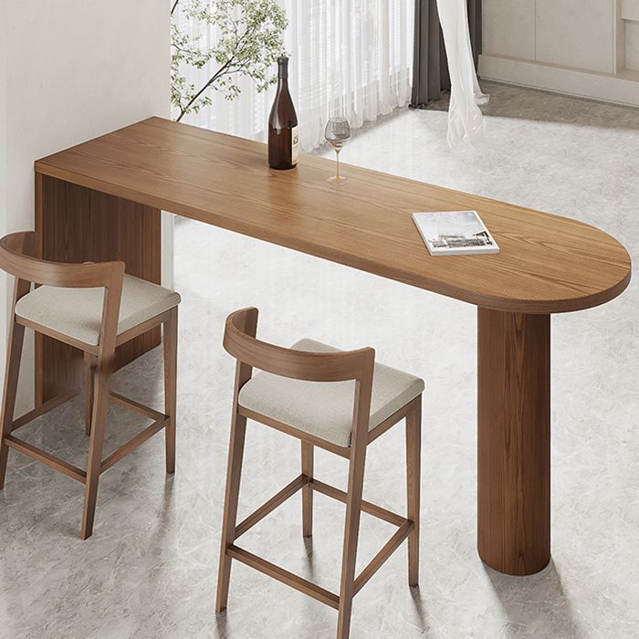 Double Pedestal Counter Height Dining Table Brown Counter Wine Table
