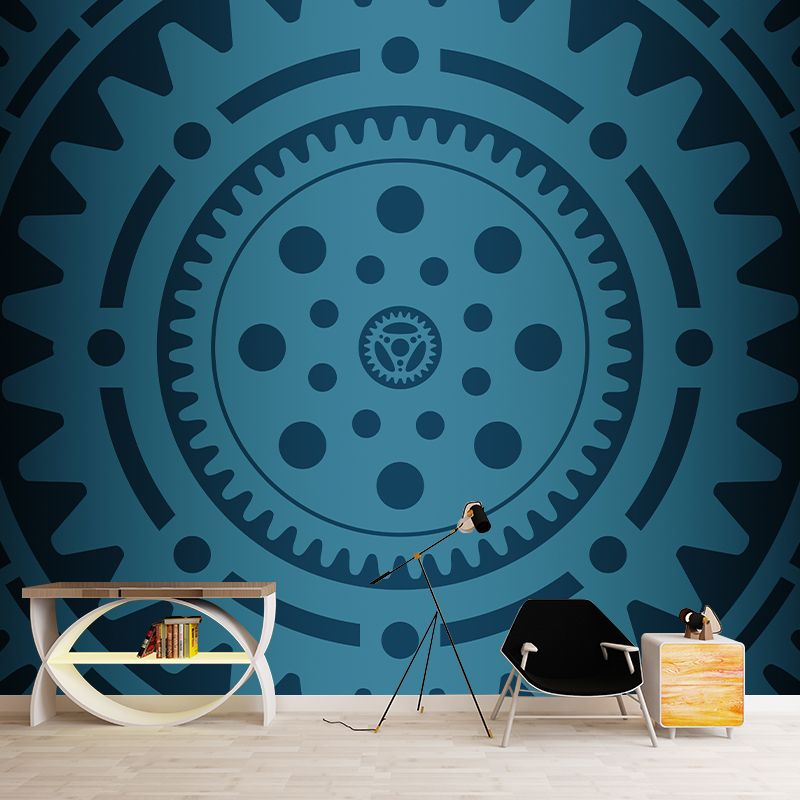 Industrial Style Gear Illustration Wall Covering Murals for Living Room, Customized Size