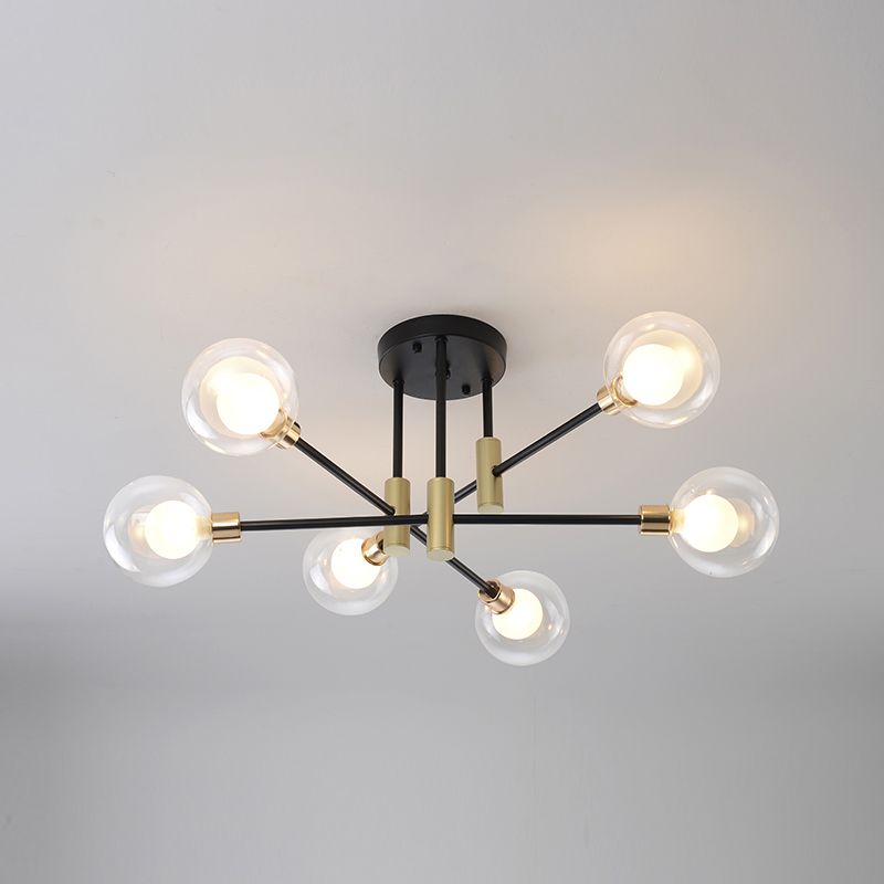 Contemporary Sphere Flush Light Fixture Glass Flush Mount Lights in Black