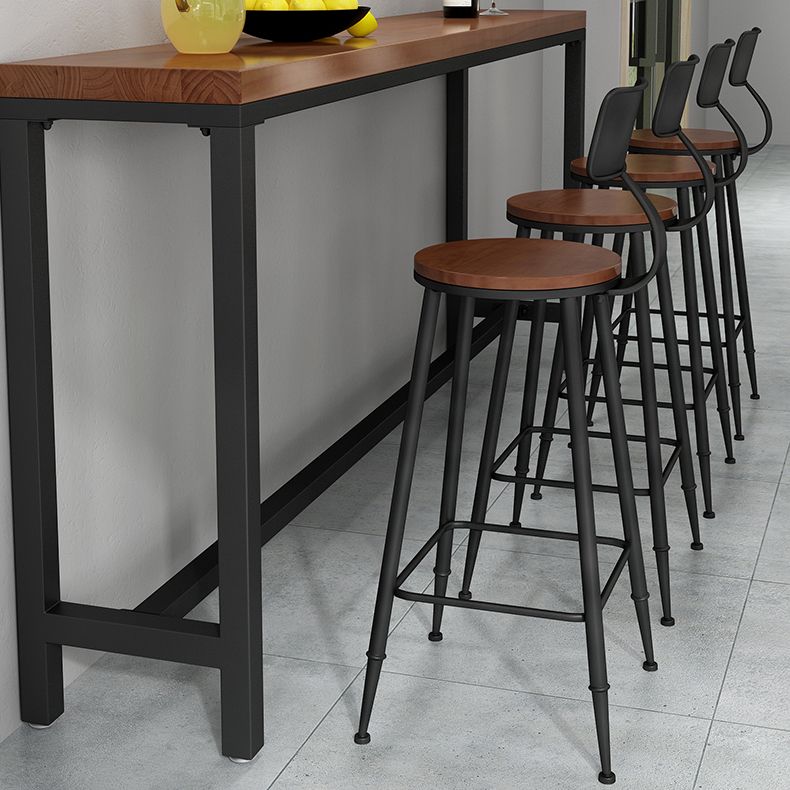 Industrial Style Bar Stool Wooden Counter Bar Stool with Metal Legs for Home