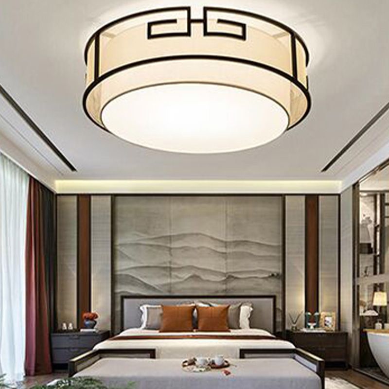 3/5 Hoofden Stof Plafondlamp Chinese Stijl Flush Mount Verlichtingsapparatuur voor Woonkamer