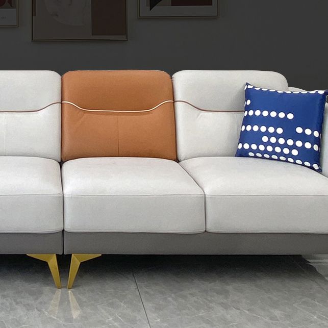 Flared Arm Modern Standard Faux Leather Stain Resistant Settee Couch