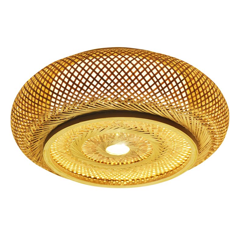 Bamboo Asian Flush Mount Ceiling Light Fixture Retro Ceiling Mount Light Fixture for Living Room and Bedroom