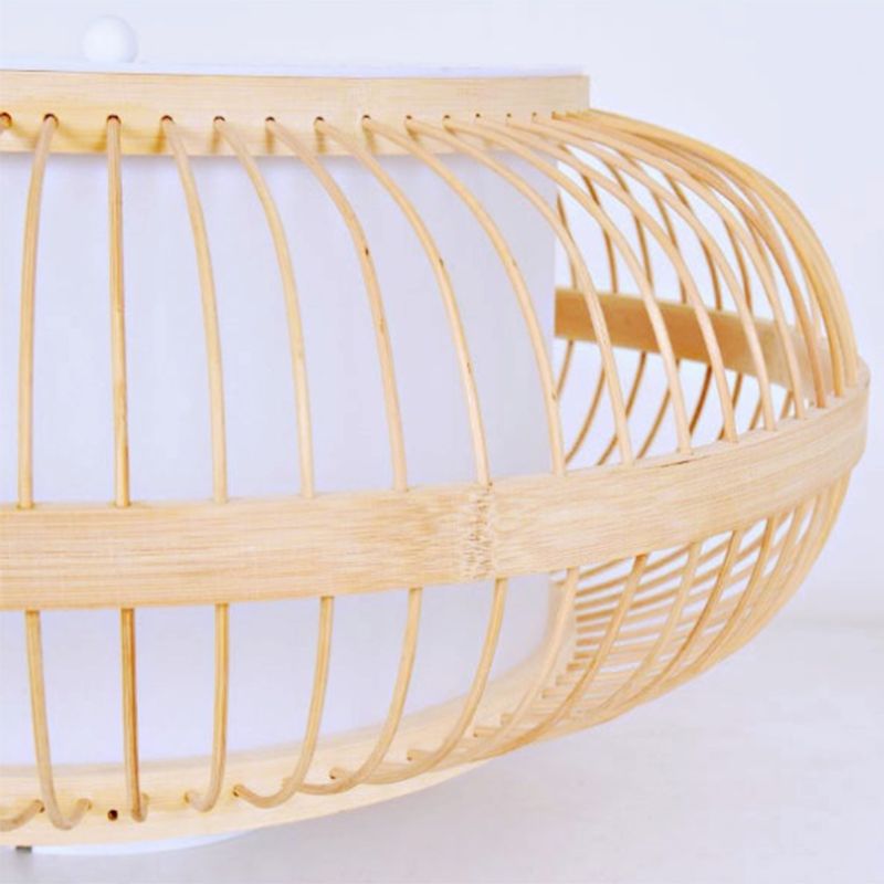 Curved Drum Flush Light Fixtures Rattan Japanese Flush Mount Ceiling Light Fixture