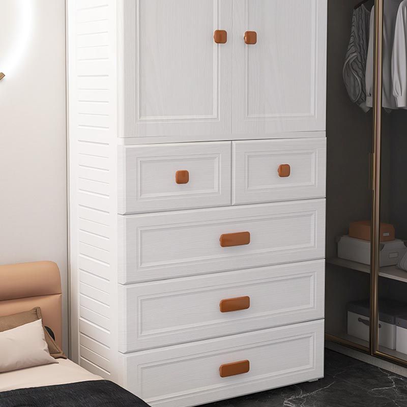 White Plastic Wardrobe Armoire with Legs Contemporary Wardrobe Closet