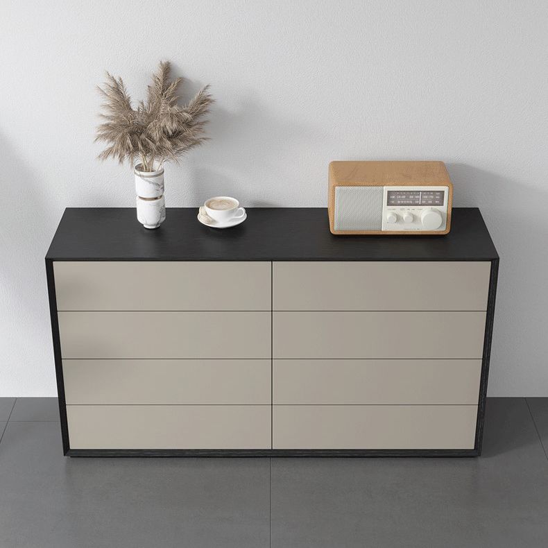 Contemporary Wood Double Dresser Horizontal Storage Chest Dresser for Bedroom