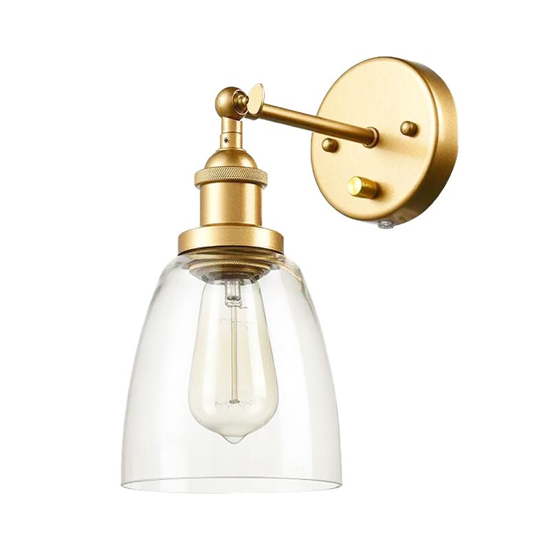Clear Glass Messing Leuchten-Beleuchtungskegel 1-Bulb Industriewandlampe für Wohnzimmer