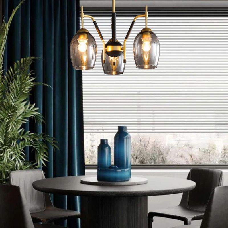 Wineglass Chandelier Light Fixture Vintage Glass Pendant Lighting for Restaurant