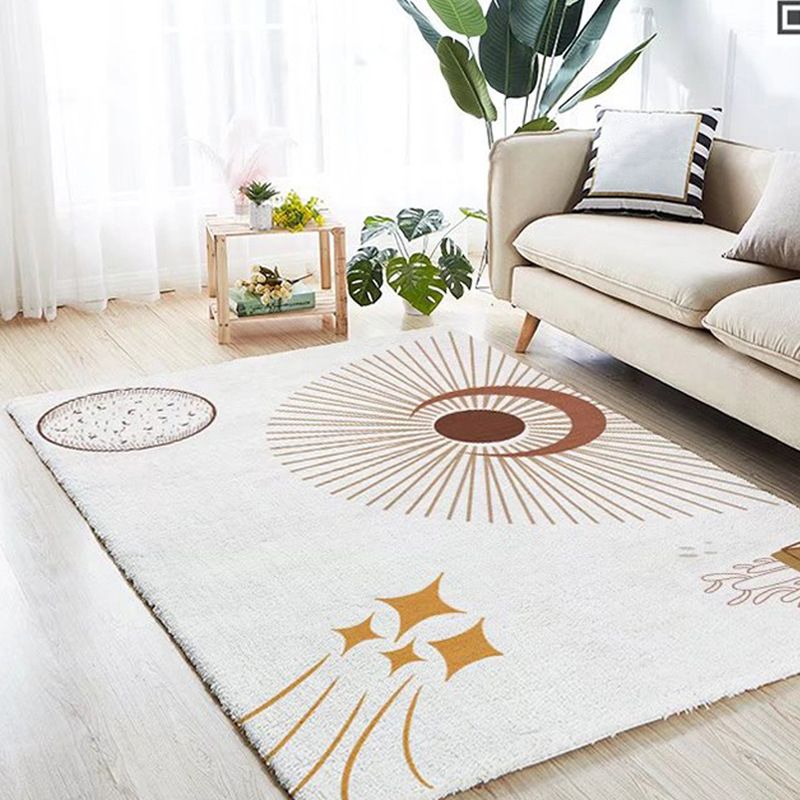 Simple Light Gray Rug Polyester Irregular Line Rug Washable Rug for Home Decor