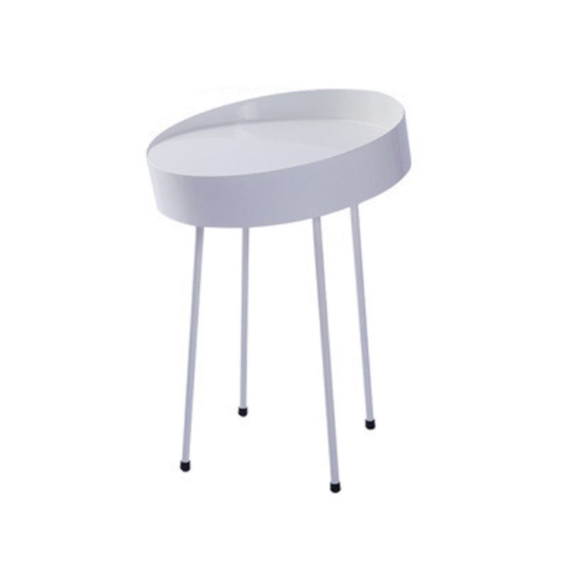 Mid-Century Modern Coffee Table with 4 Legs and Iron Round Top