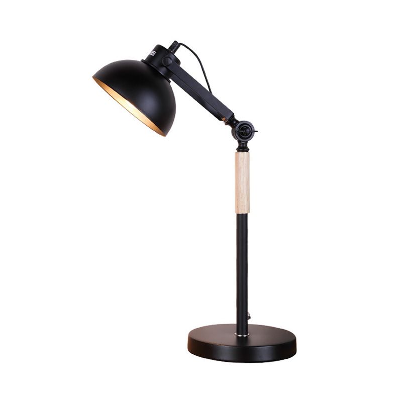 1 tête de bol de bol clair modernisme lampe de table de nuit en métal en blanc / noir avec nœud rotatif