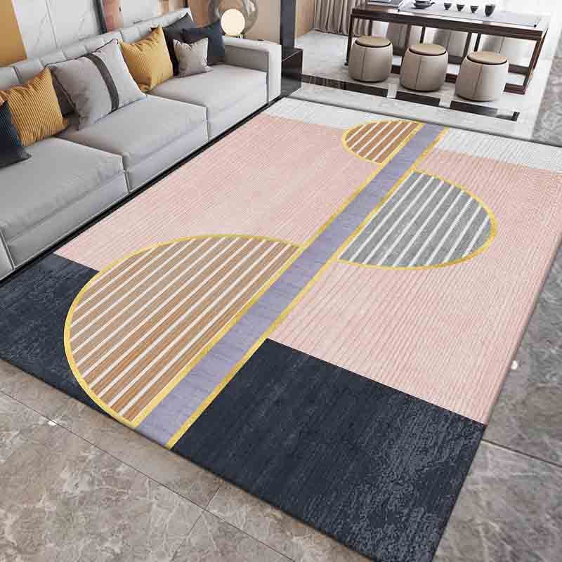 Black Nordic Carpet Polyester Contrast Color Carpet Washable Area Carpet for Drawing Room