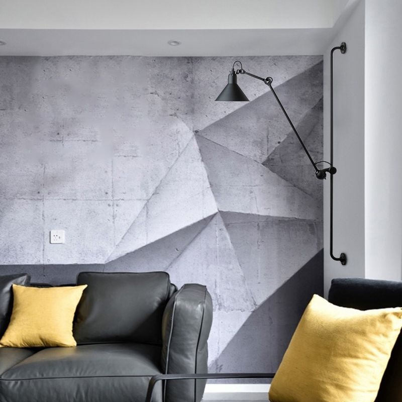 1 montage de montage ombré à la tête Lument Light Loft Style Éclairage mural en métal avec bras réglable