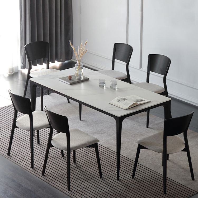 Silla lateral de comedor con respaldo abierto contemporáneo, sillas laterales de madera sin brazos con patas