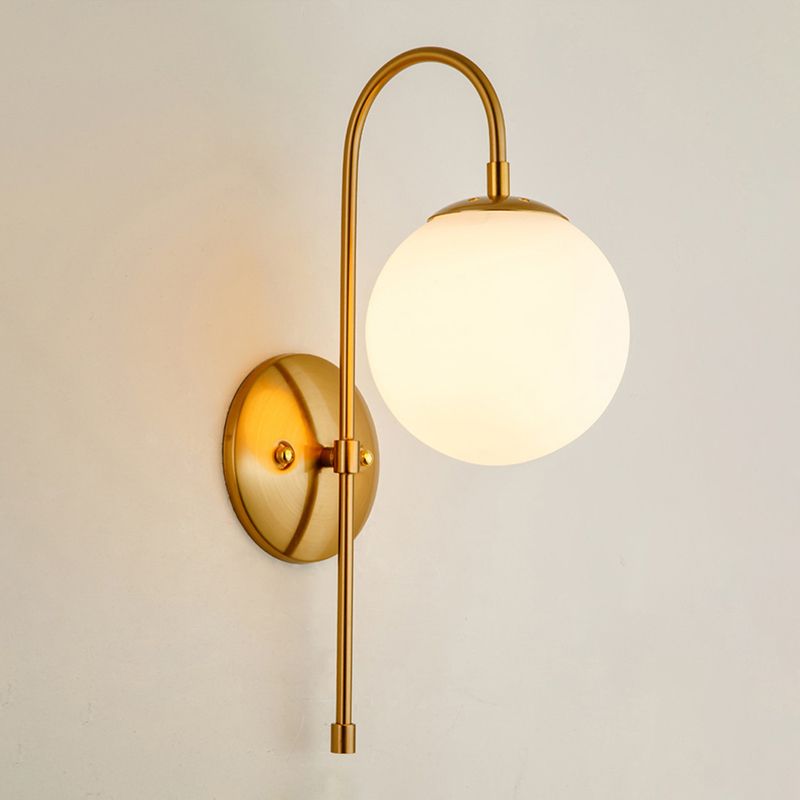 Modernism Glass Shaded Wall Light Metal Golden Lighting for Home