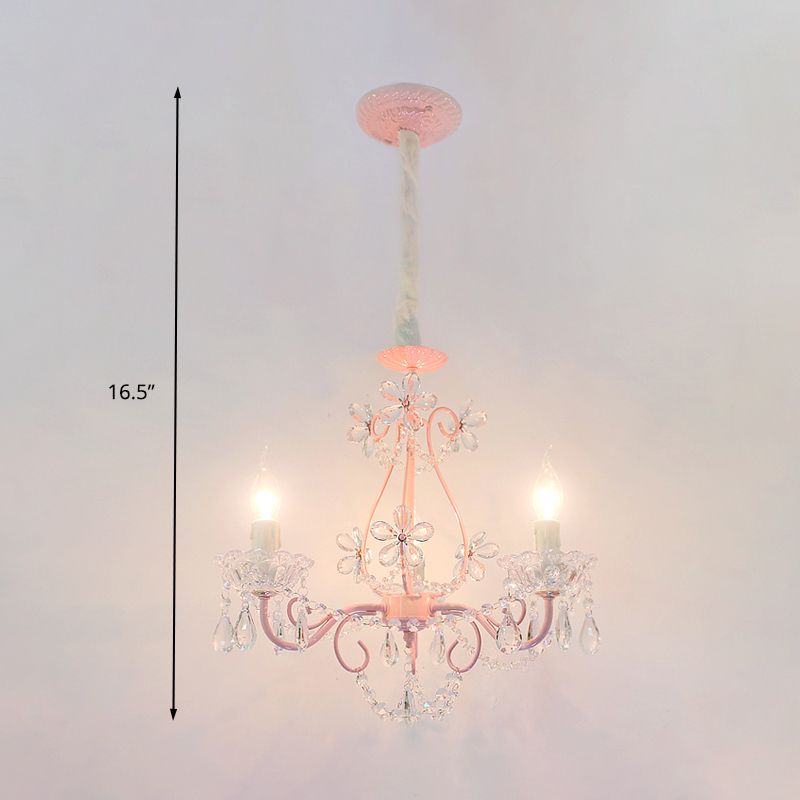 Candel Bedroom Candelier CRISTAL K9 CRISTAL 3/5 Cabezon Pink Hanging Lightsing
