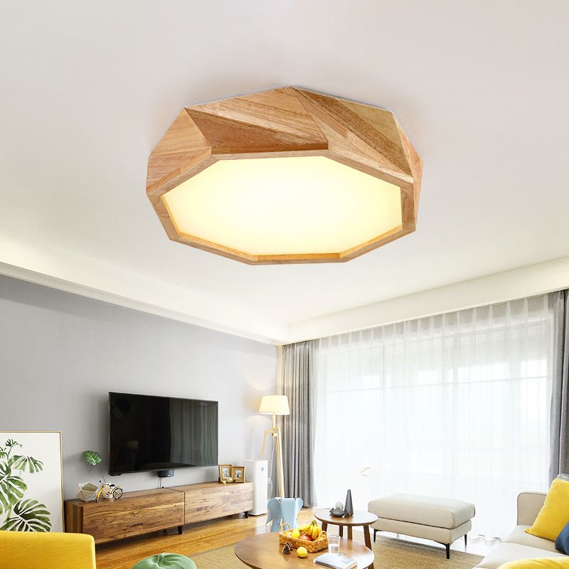 Lámpara de techo geométrico Moderno de madera de color Beige de madera de montaje de luz en caliente/luz blanca para el hotel, 18 "/21.5" /27 "
