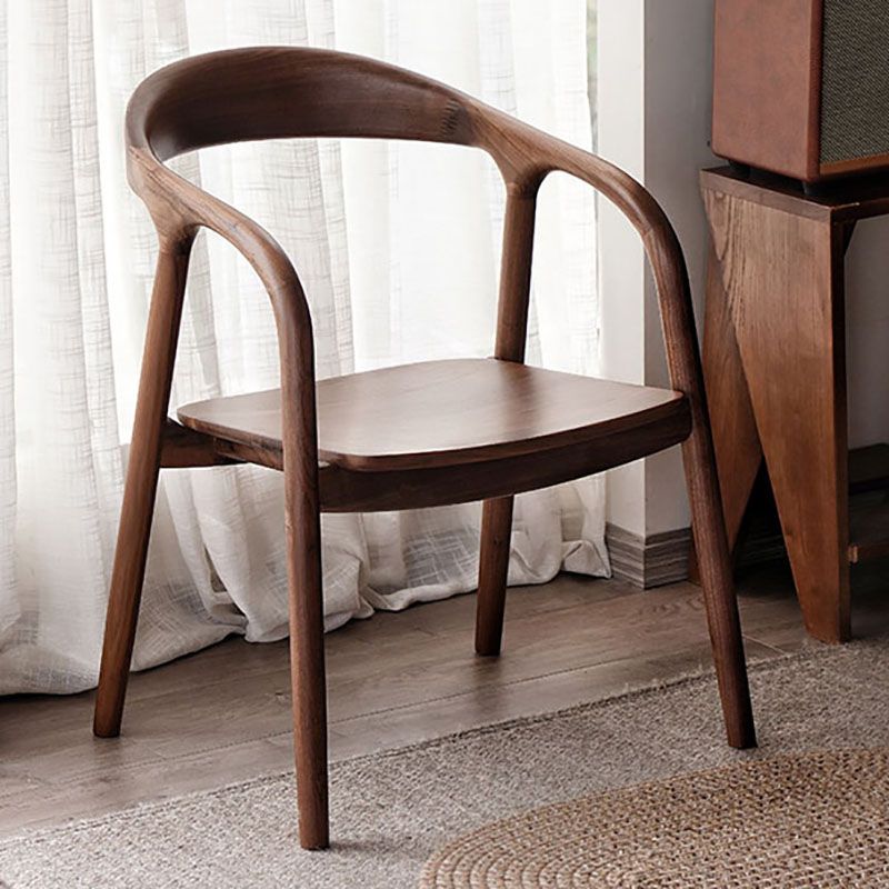 Chaise de salle à manger contemporaine en bois massif, chaise latérale de salle à manger simple à dossier ouvert