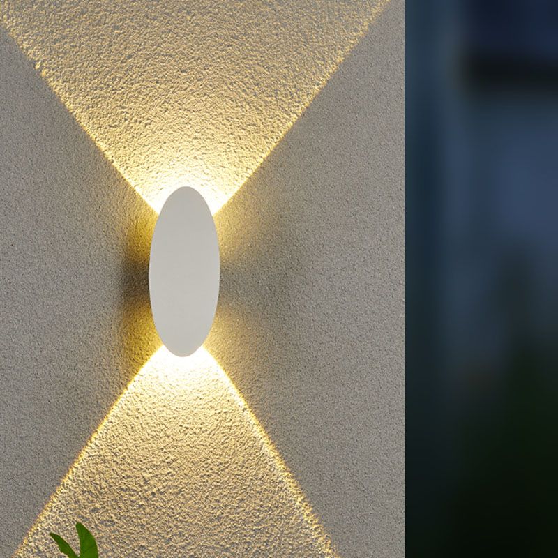 Oval 2-Light LED Wall Lamp in Modern Simplicity Aluminium Waterproof Spotlight for Exterior Spaces