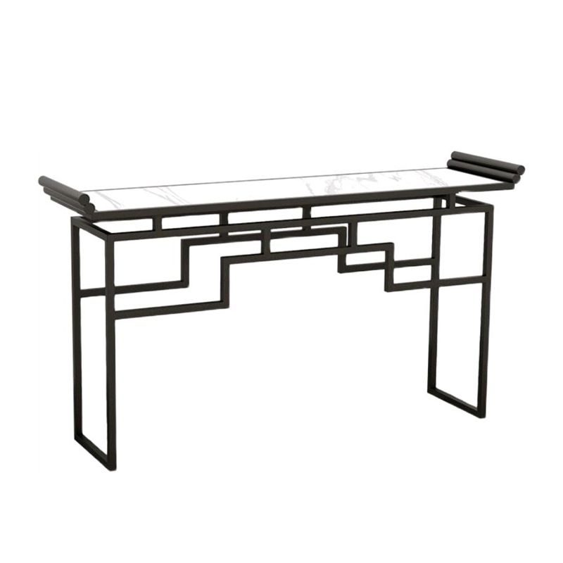 11"W Contemporary Console Table Stone White Rectangle Console Sofa Table