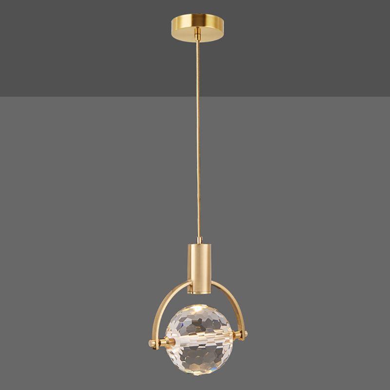 Forma sferica a forma di metallo appeso al soffitto Crystal Crystal 1 Light Sust Light in oro