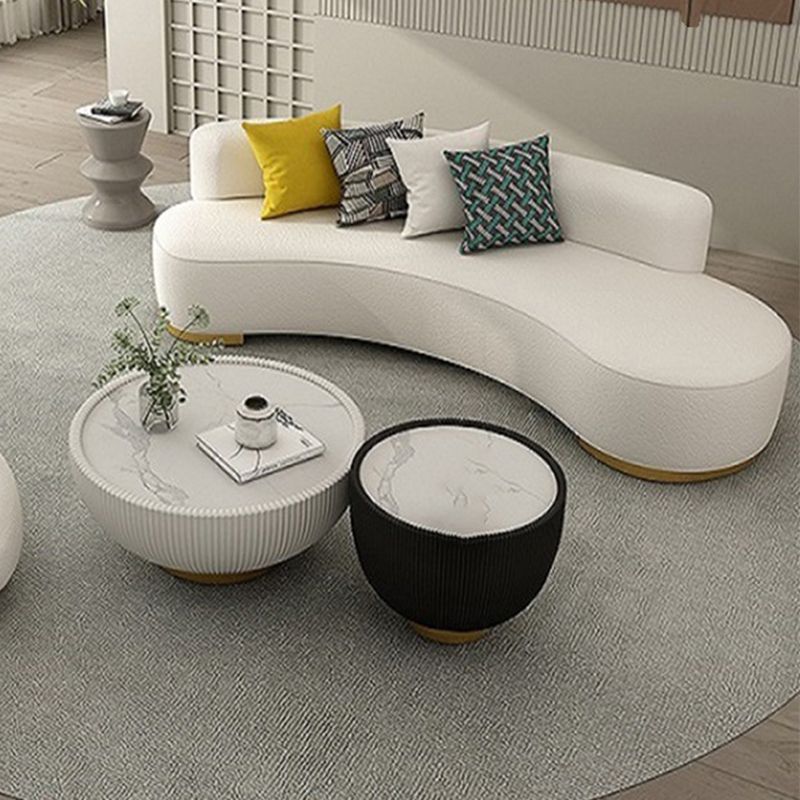 Contemporary Wool Sofa Armless Tight Back Sofa in Beige For Living Room