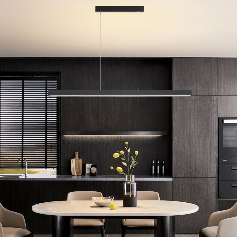 Mental Linear Hanging Light Kit Modern Pendant Lighting in Black