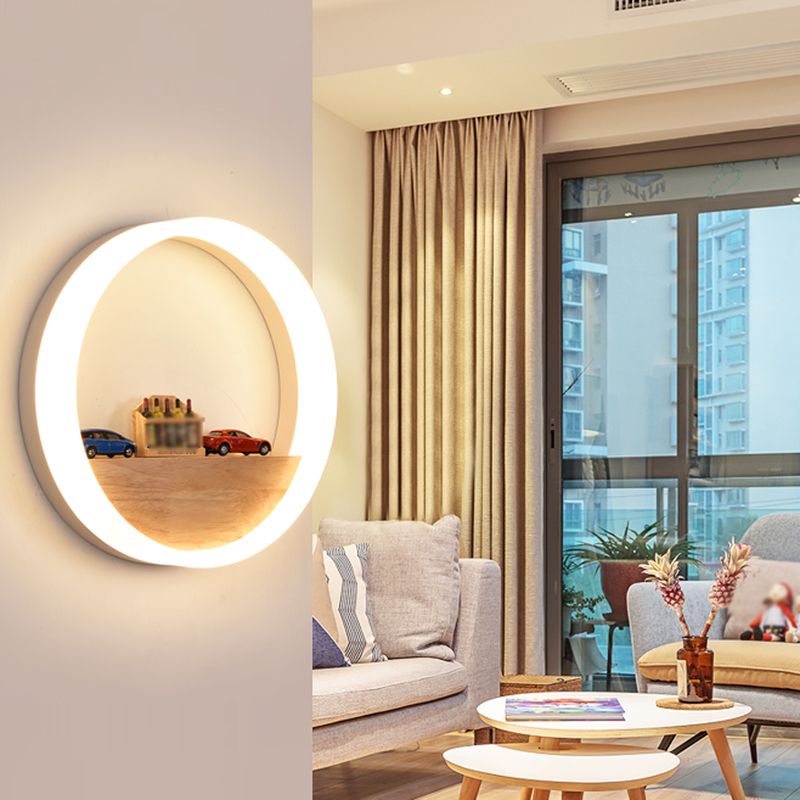 Moderner Wandleuchte runde Form Holz 1-Licht-Wandhalterung Licht