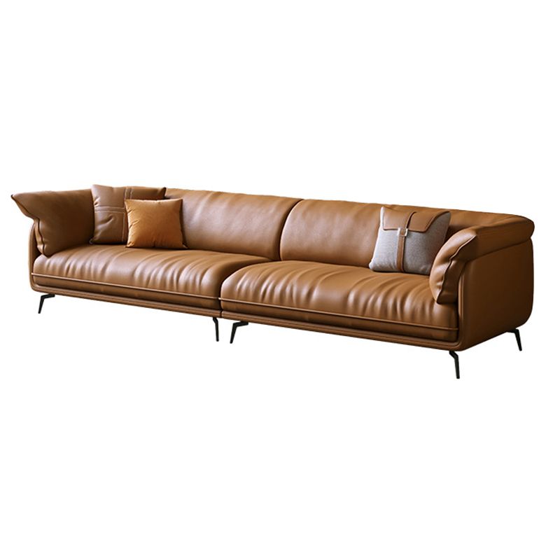 Modern Style with Pillow Back Leather/napa Upholstered Brown Sofa