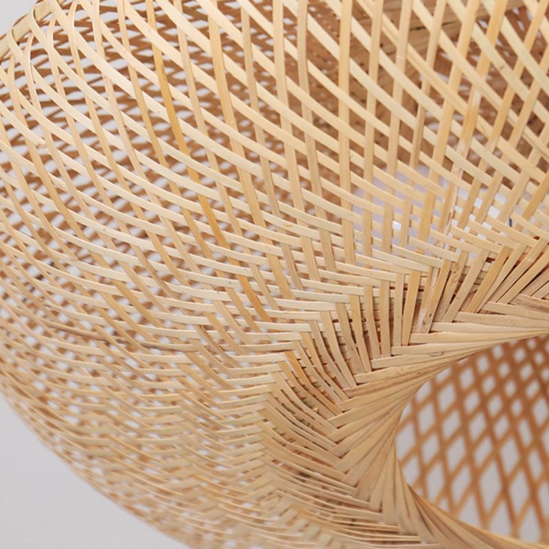 Bamboo Beige Close to Ceiling Lighting Flying Saucer Asia Ceiling Lamp