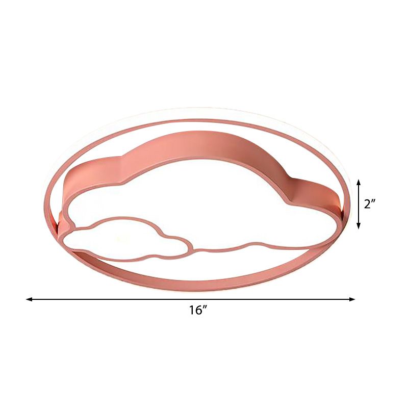 Zeitgenössische Cloud Shade Flush Pendelleuchte, Acryl-LED-Kinderzimmer-Deckenlampe in Blau/Rosa mit warmem/weißem Licht
