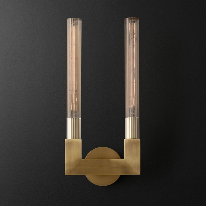 Metal and Glass Bath Sconce 1 / 2 - Light Post Modern Bathroom Vanity Lighting