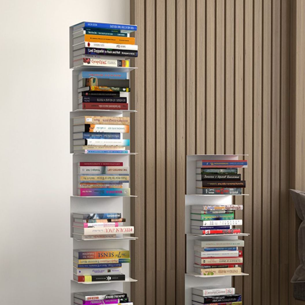 Modern Metal Bookshelf Geometric Vertical Closed Back Bookcase in Burnish