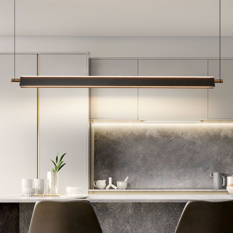 Contemporary Linear Island Lighting Fixture Simple LED Hanging Light for Dining Room