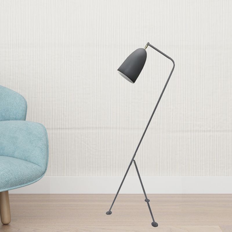 Stativbodenleuchte mit Bell Shade moderner Stil Metallic 1 hellschwarz/weiße Stehlampe für Schlafzimmer