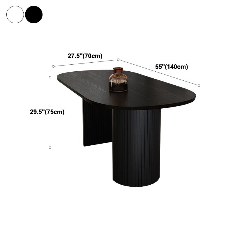 Rubberwood Solid Wood Base Table Contemporary Dining Table in White and Black