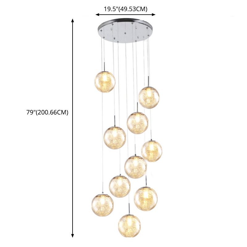 Globe Multi Light Pendant Mid-Century Modern Glass Hanging Pendant Lights for Duplex Stairs