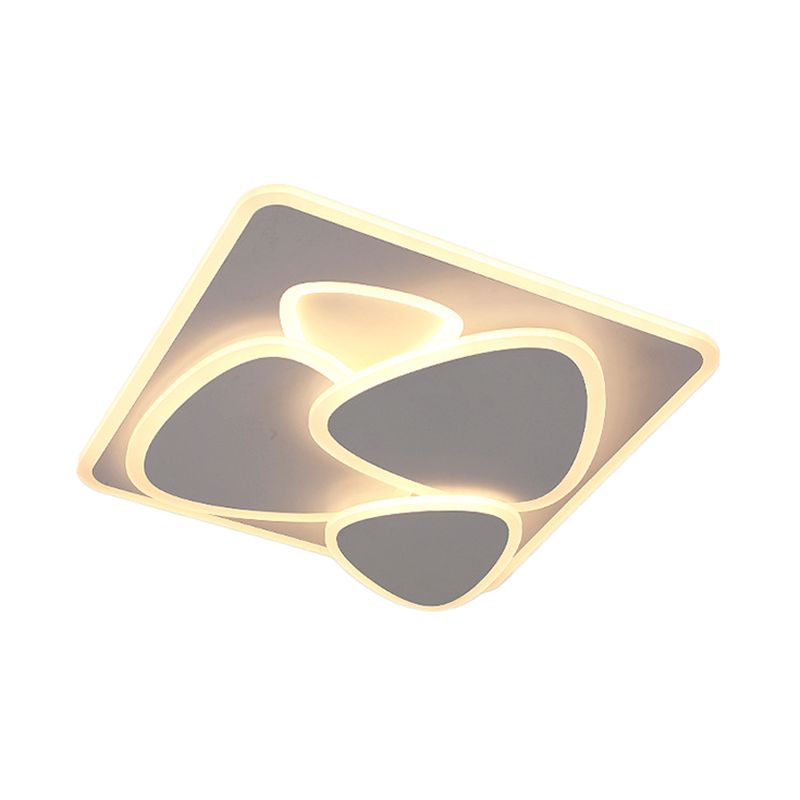 Grey Overlapping Ceiling Mounted Fixture Modern LED Metal Flush Mount Ceiling Lighting in White / Warm Light, 19.5 "/38" Wide