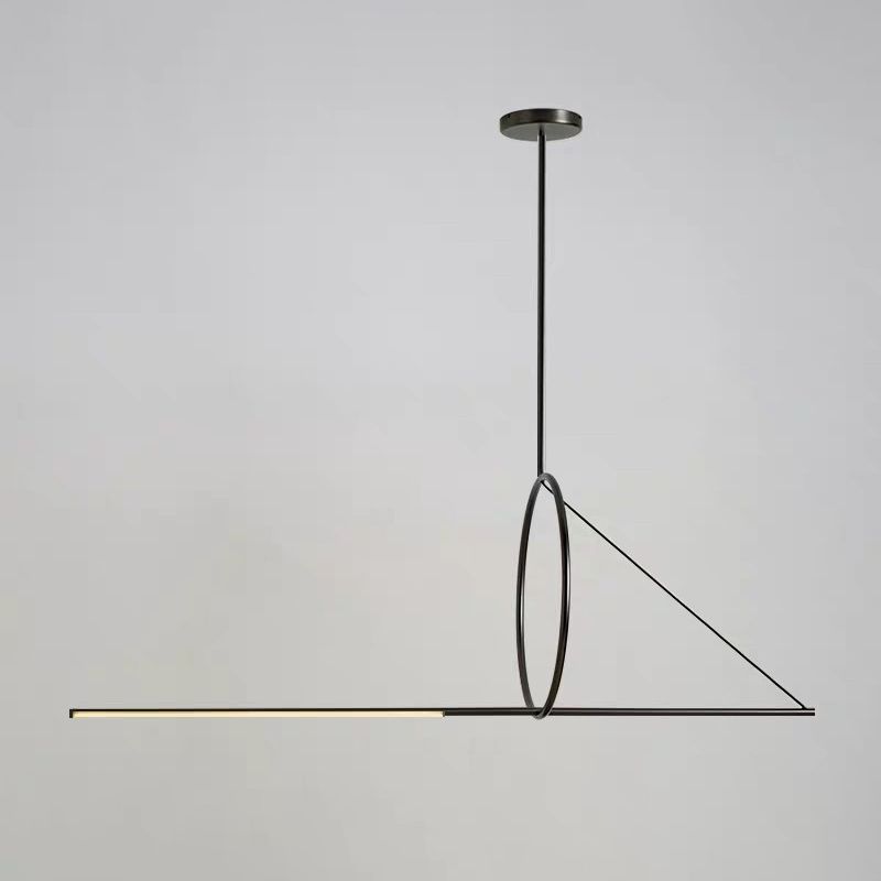 Linear Pendant Chandelier Modern Minimalist Style Metal Hanging Light