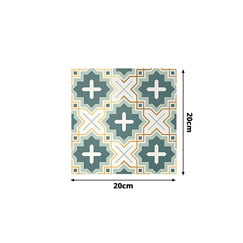 Cross Pattern Wallpaper Panels in Green PVC Wall Covering, Peel and Stick, 8' x 8"