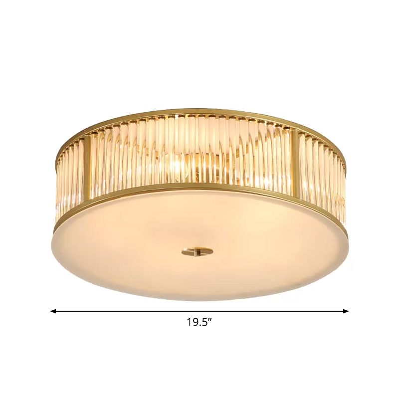 Eenvoud Drum Inbouwverlichting 4/5/6-kops Kristallen staafplafondlamp in goud