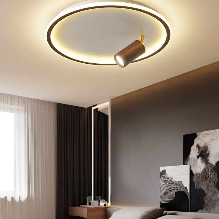 1 Spotlight Minimalism Circle Flush Mount Ceiling Light Aluminum Bedroom Flush Light