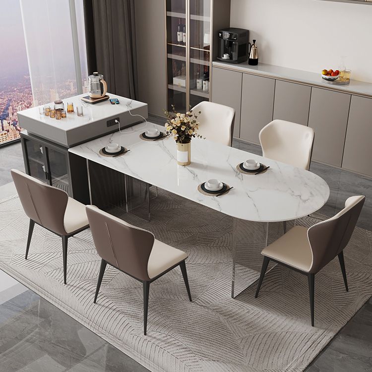 Sintered Stone Dining Table Acrylic Base Dinner Table for Dining Room