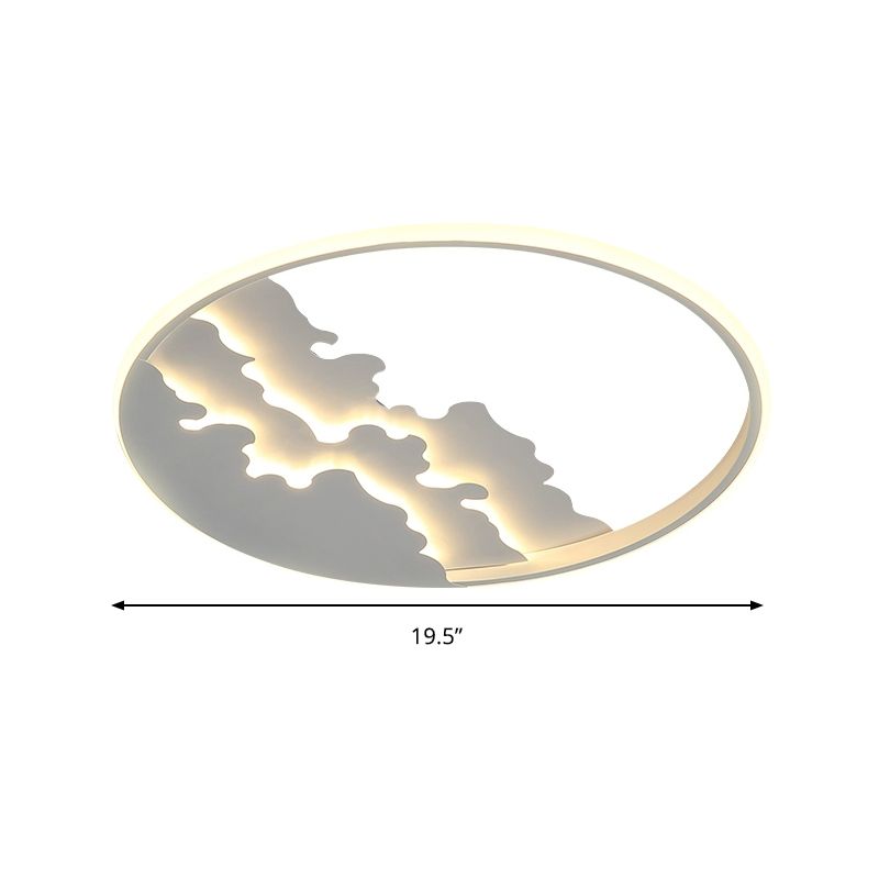 16"/19.5"/23.5" Dia LED Bedroom Flush Light with Etch Acrylic Shade White/Black Ceiling Mounted Lamp in Warm/White Light