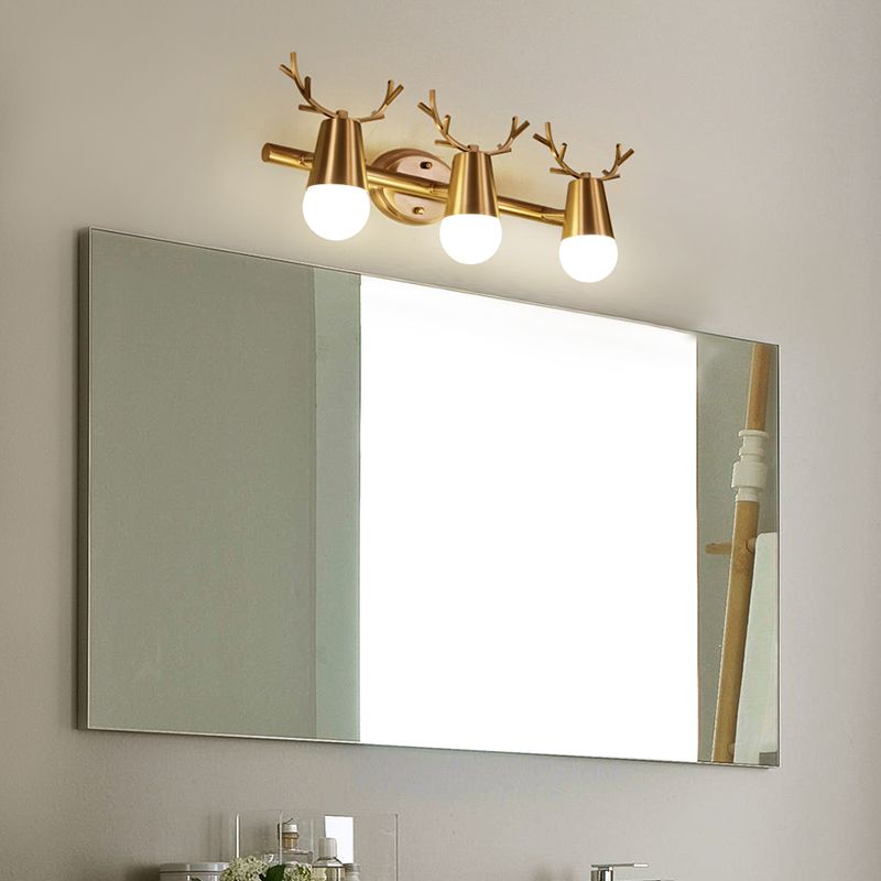 Antler Vanity Wall Light Postmodern Metal Brass Glasce Light Ayémateur avec conception de bulbe exposée